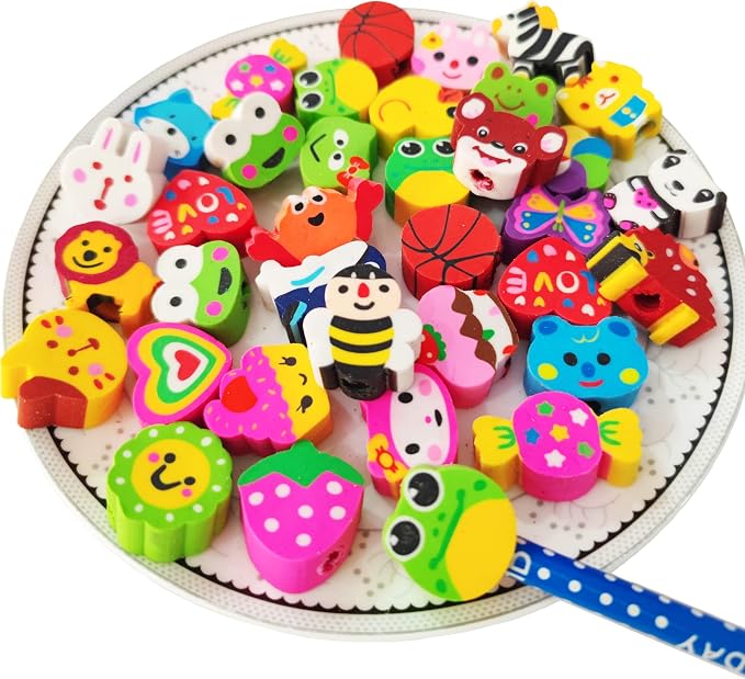 35PCS Fun Animal Fruit Pencil Topper Erasers - Image 7