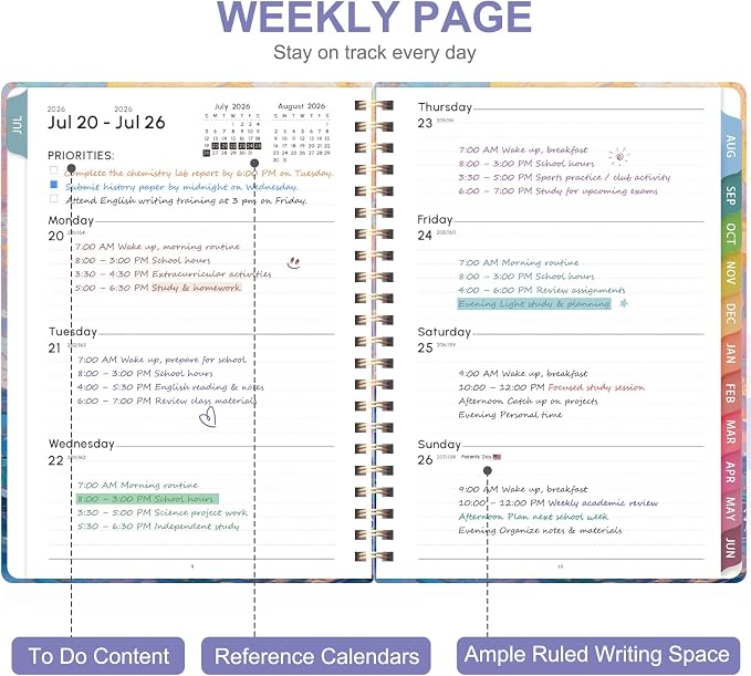 Planner 2026-2027, Weekly and Monthly Academic Year Calendar Planner, July 2026 - Image 2