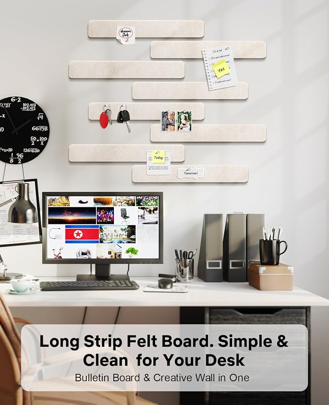 Small Cork Bulletin Board Tiles, Felt Wall Decor and Office Desk Accessories - Image 6