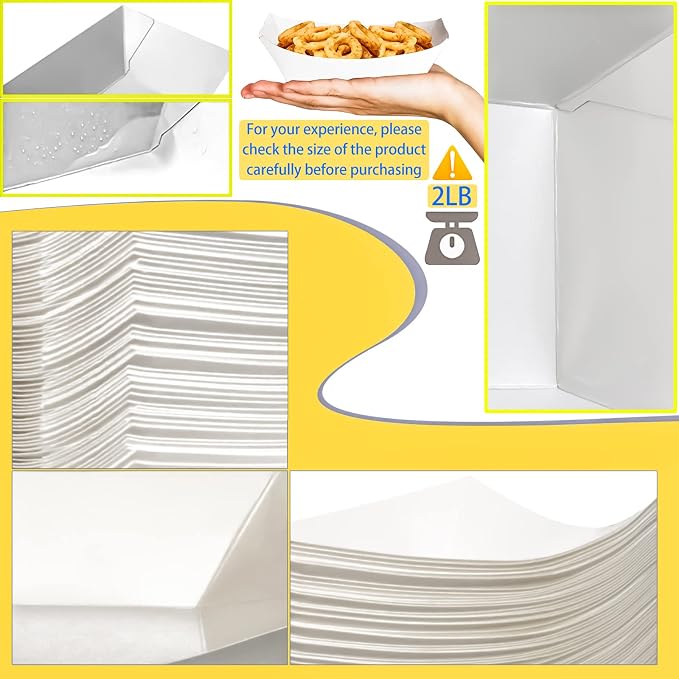 100 Pack 2lb Kraft Paper Food Trays, Waterproof Heavy-Duty Paper Food Boats - Image 4