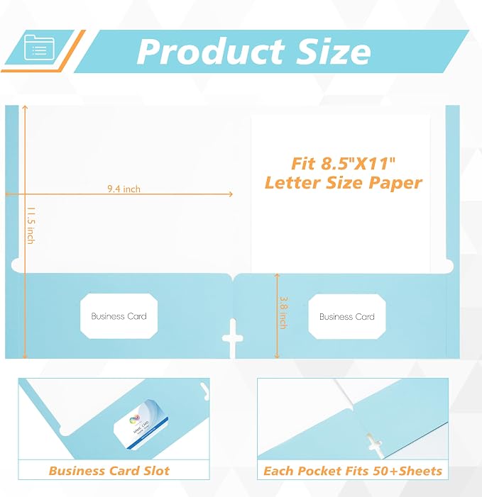 50 Packs Two Pocket Folders, Two Pocket File Folders - Image 2