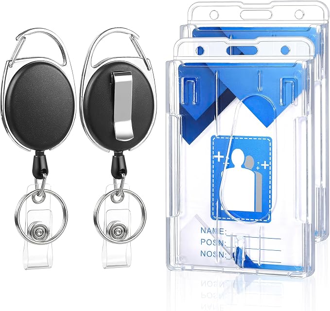 2 Set Badge Holder Retractable Clip Heavy Duty Reels by BESARME