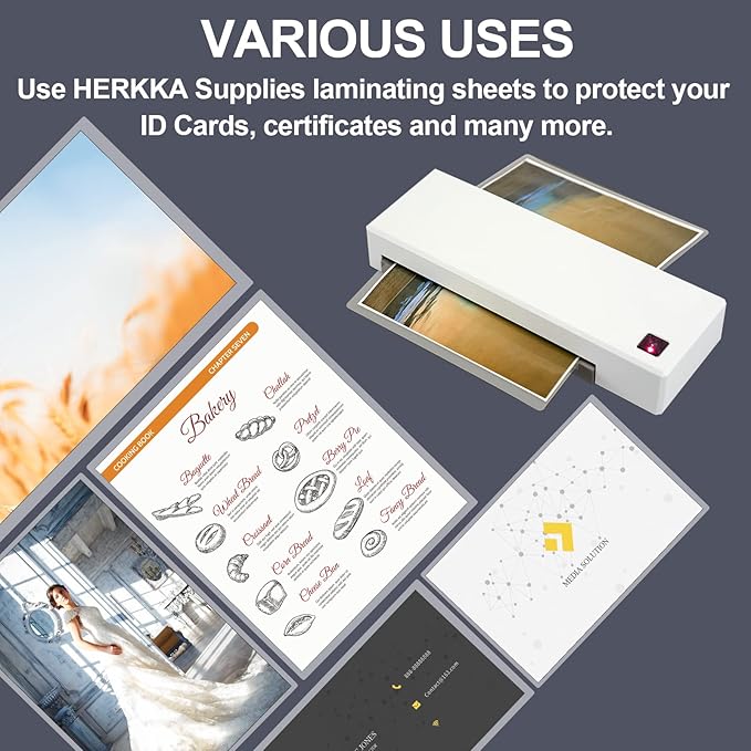 HERKKA 200 Pack Laminating Sheets, Hold 11 x 17 Inch Sheet, 3 Mil Clear Thermal Laminating Pouches 11.5 x 17.5 Inch Lamination Sheet Paper for Laminator, Round Corner-DeskLoop Office