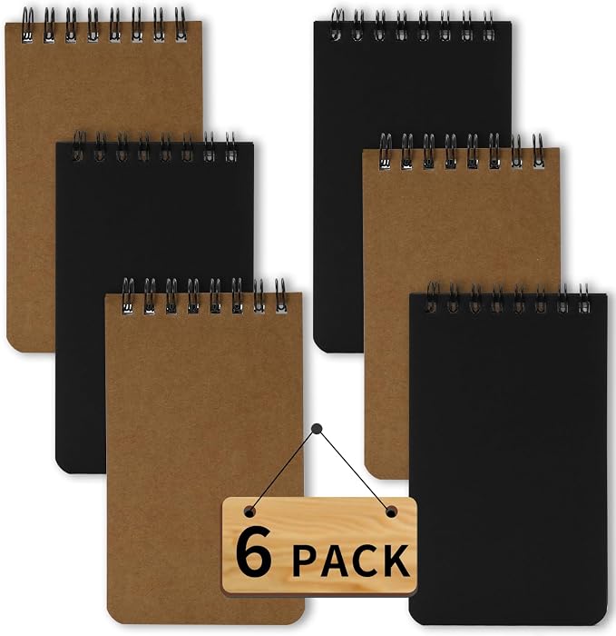 QiCheng 6pcs Pocket Notebook Mini Notepad Small Spiral Notebooks 3X5Inch | - Image 6