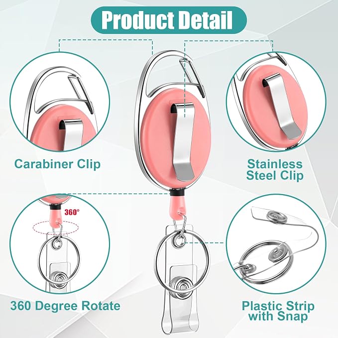 Honoson 40 Pcs Heavy Duty Retractable Badge Reels Batch ID Badge Holder - Image 3
