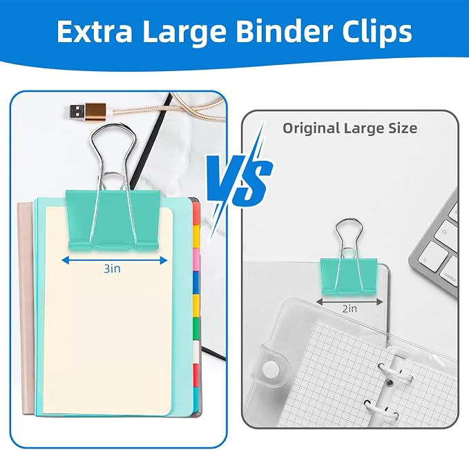 10 Pack Jumbo Binder Clips 3 Inch, Extra Large Binder Clips in Pink, and Home - Image 3