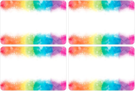 Wonmon 200 PCS Rainbow Name Tags Stickers, Self Adhesive Watercolor Rainbow by wonmon