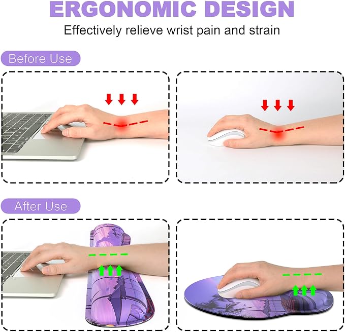 Ergonomic Mouse Pad with Wrist Rest and Keyboard Wrist Rest, Mousepad and - Image 2