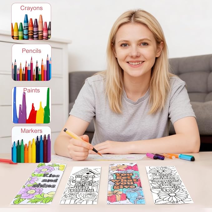 60 PCS Inspirational Quotes Coloring Bookmarks, DIY Coloring Book Markers - Image 7