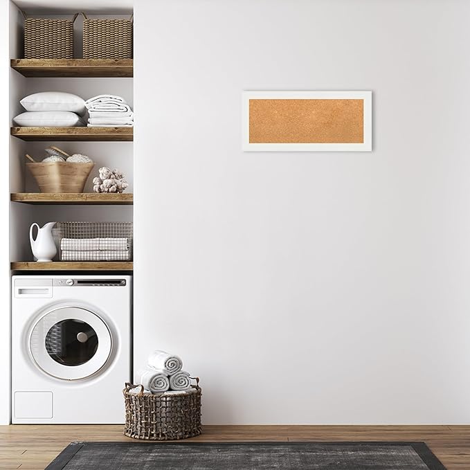 Amanti Art Natural Cork Board for Wall, 15x33 Vision Board with White Frame, Medium Corkboard Office Decor for Home Organization, Casual Corkboard Pinboard to Display Items for Home Organization in-DeskLoop Office