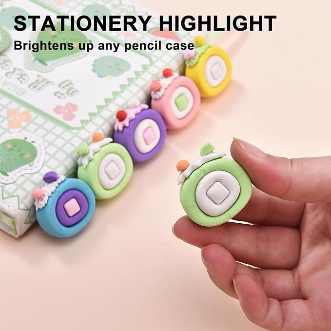 15Pcs Cute Food Shape Erasers for Kids, Fun Cake Dessert Pencil Erasers for School Classroom Supplies Birthday Party Favors-DeskLoop Office