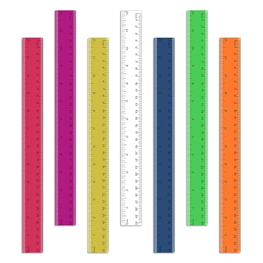 7 Pack 12 Inch Rulers, 30 cm Transparent Rulers, by Unknown