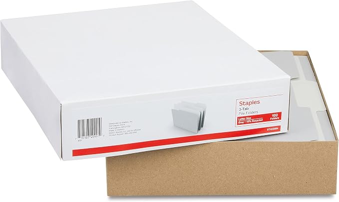 Staples File Folder, Letter Size, 1/3‑Cut Tab, Durable Paper Stock, 200/Carton - Image 4