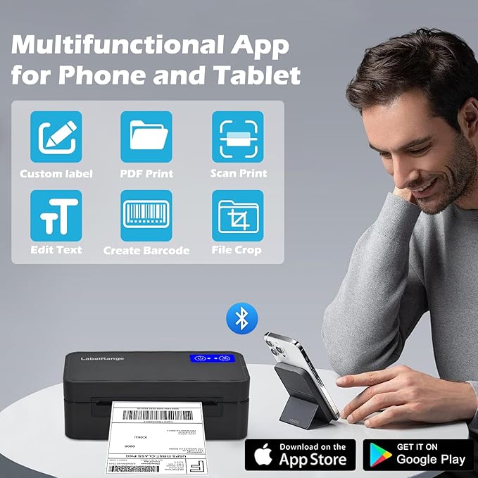 Bluetooth Thermal Label Printer for Mac, Windows, Phone, Tablet, Wireless 4x6 Shipping Label Printer for Shipping Packages, Support USPS, Ebay, Amazon, Pirate Ship-DeskLoop Office