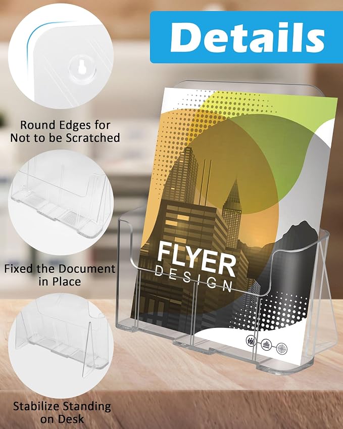 Acrylic Brochure Holder, 4 Packs Brochure Holder 8.5 x 11, Flyer Holder - Image 4
