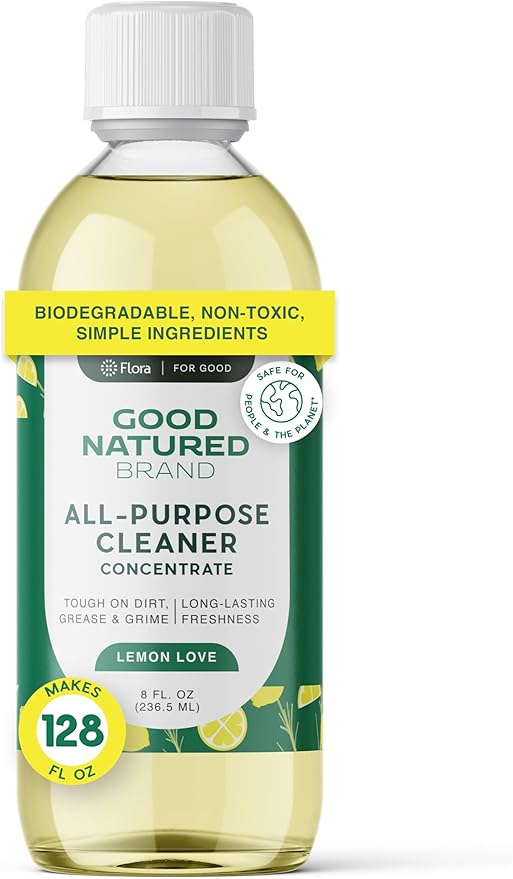 Good Natured Brand All-Purpose Cleaner Concentrate | Multi-Surface Cleaner | Natural Lemon Essential Oil | Multipurpose Cleaner Concentrate All Surfaces | Lemon Love | 8oz makes 128oz-DeskLoop Office