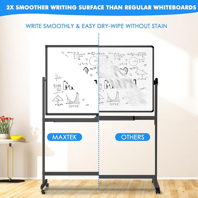 Rolling Dry Erase Board 48 x 32, maxtek Double-Sided Mobile White Board - Image 3