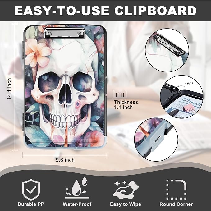 Clipboard with Storage, Heavy Duty Plastic Storage Clipboard with Low Profile - Image 2