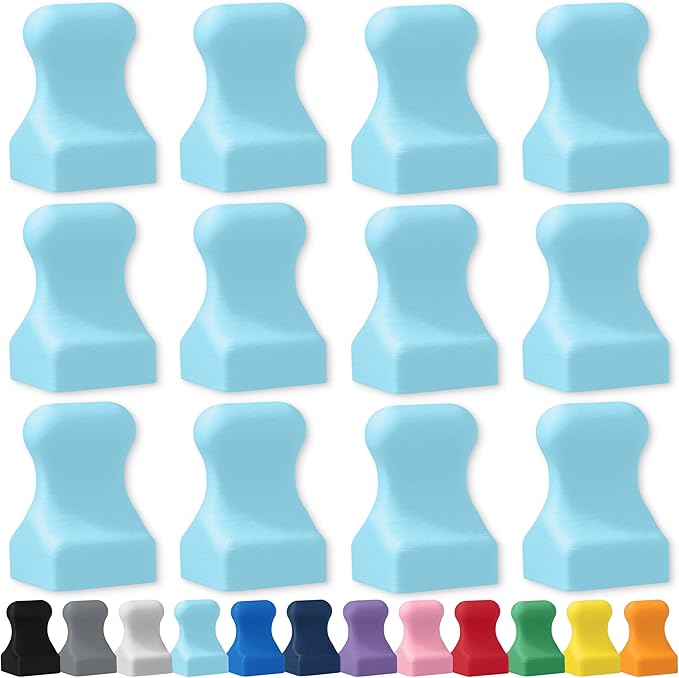 Glassboard Studio MiniPawn Magnet - Strong Neodymium Rare Earth Magnets for Fridge, Whiteboard, Locker & Magnetic Glassboards - Ideal for Crafting & Office Use - Strong Fridge Magnets (Ice Blue, 12)-DeskLoop Office