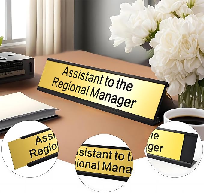 Assistant to the Regional Manager Desk Sign Gold Funny Office Novelty Nameplate - Image 2