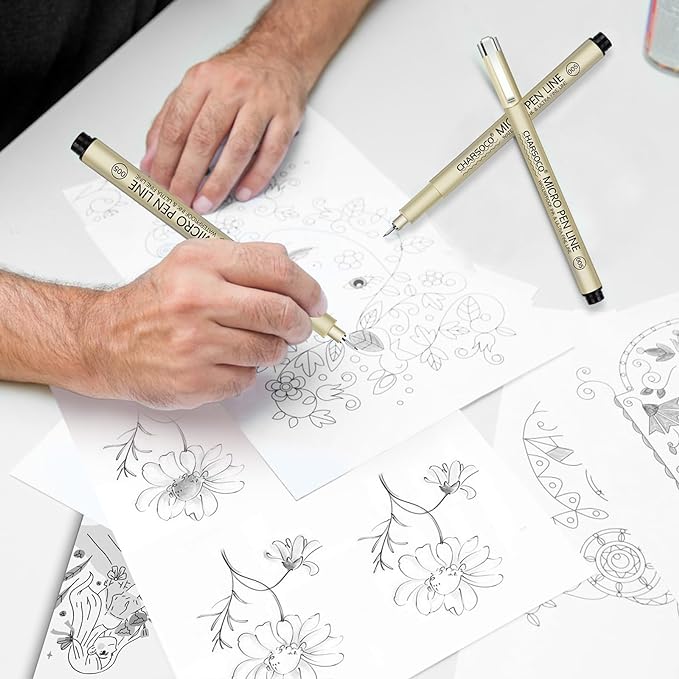 3 Micro Pen, 6 Pack Black Fine Point Pen with Waterproof Archival Ink, 3mm Fineliner Ink Pens for Artist Illustration, Sketching, Anime, Manga, Technical Drawing and Scrapbooking-DeskLoop Office