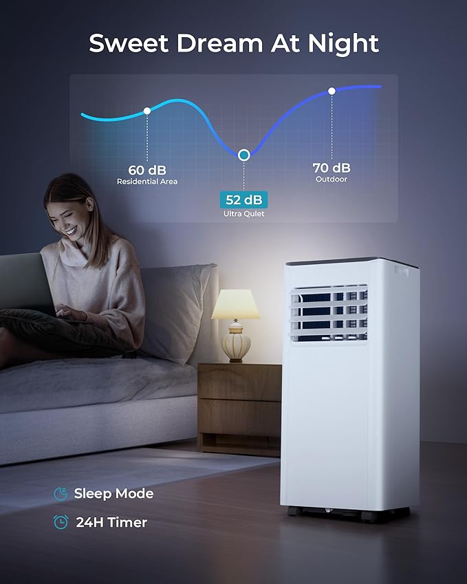 EUHOMY 10,000 BTU Portable Air Conditioners Up to 450 sq.ft, 3-1 Standing Smart Cooling AC with Remote, Dehumidifier, Fan, Air Conditioner Cools Room, 3 Modes, 24-hour timer, LED Display, Bedroom-DeskLoop Office
