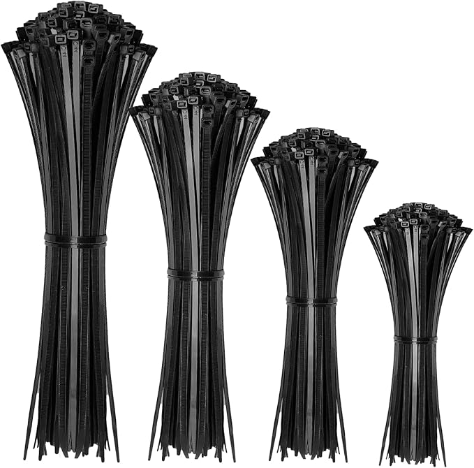 Cable Zip Ties, 400 Pack Black Assorted Sizes 12+8+6+4 Inch, Plastic Wire Ties - Image 8