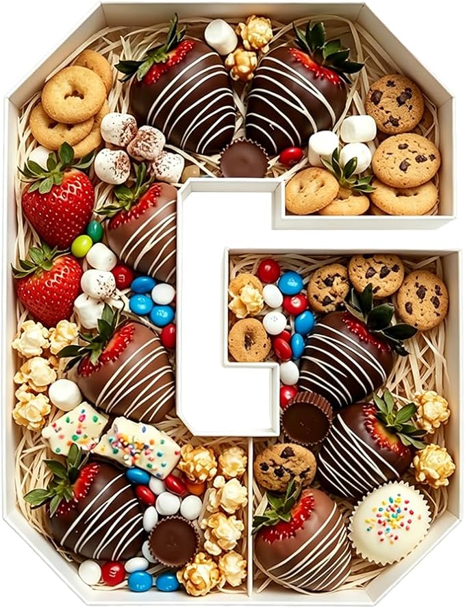 Plastic Fillable Letter Charcuterie Box, 10in Reusable Alphabet Shaped Tray by ANNJINT
