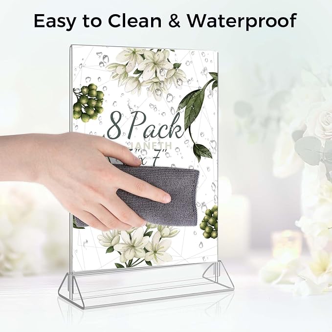Smarpau Acrylic Sign Holder 5x7, 8 Pack Double-Sided Picture Frames Display - Image 4