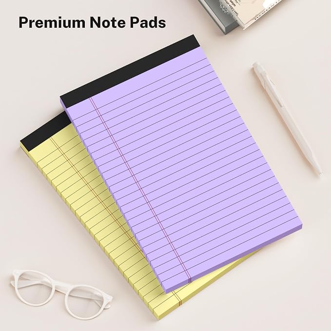 8 Pack Note Pads 5 x 8 Inch, Colored Narrow Ruled Small Legal Pads, Perforated - Image 3