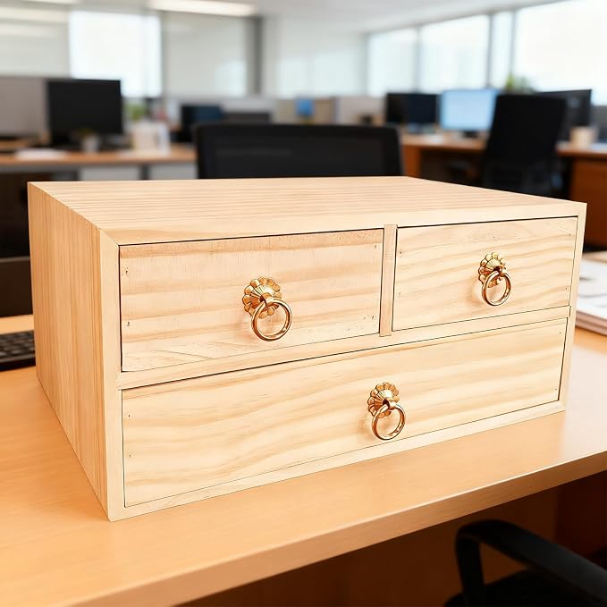 2 Layer Desk Organizer Wooden Desktop Organizer Tabletop Storage Organization - Image 5