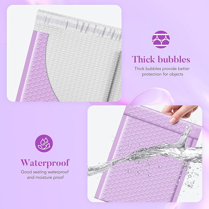 Fuxury Bubble Mailers 6x10" 600 Pack Lavender Small Bubble Shipping Envelopes - Image 4