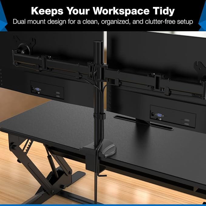 Mount-It! Standing Desk Converter Dual Monitor, 2 Screen Mounts Included - Image 4