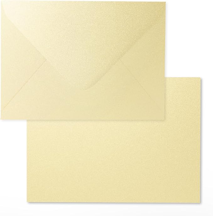 Shimmer Cream Envelopes 5.25 x 7.25 inches 100 PCS, 120 GSM Goefun A7 Euro Flap by Goefun