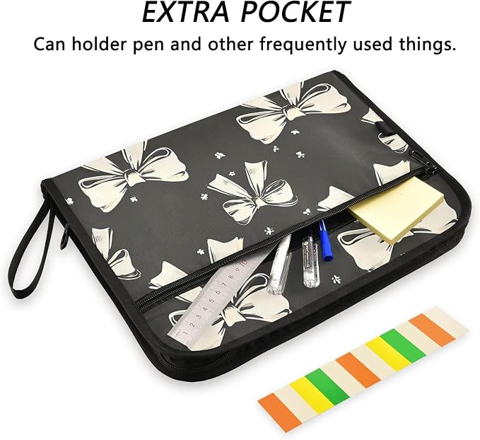 Expanding File Folder Black White Bow Accordion File Organizer 13 Pockets - Image 6