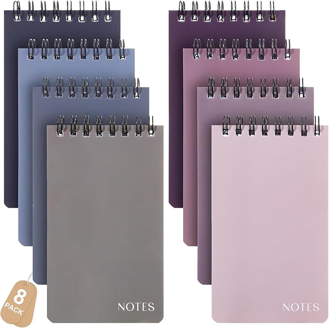 Thboxes 8 Pack Pocket Notebooks, 3 x 5 Spiral Notepads Mini Notebook 60 by Thboxes