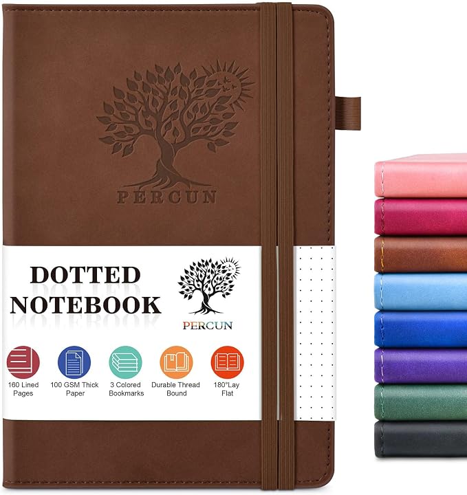 PERCUN Dotted Journal Notebook for Men & Women, 160 Pages Dot Grid notebook for by PERCUN