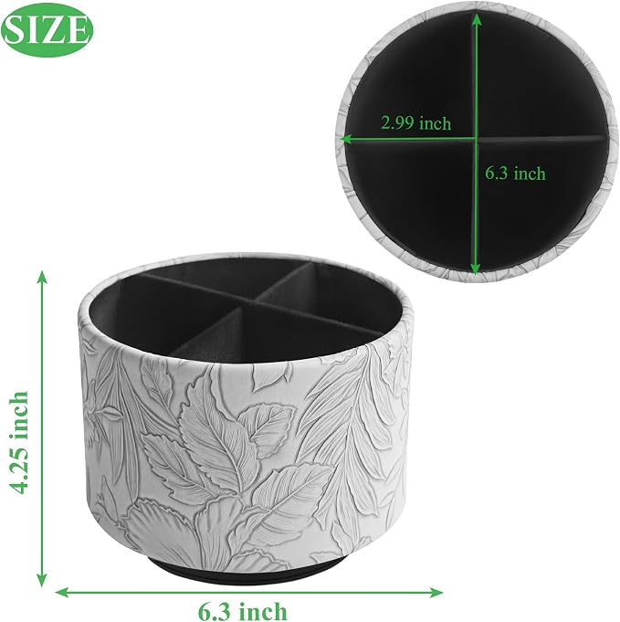 Hennaja Round Leather Art Supply Organizer, Remote Control Holder, 360 Degree - Image 2