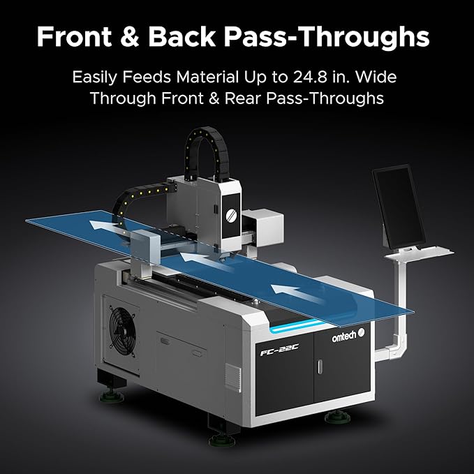 OMTech 1500W Fiber Laser Cutter, 23.6 x 23.6 in. Semi-Enclosed Fiber Laser Cutting Machine with Built-in Water Chiller & External Exhaust Fan, Metal Laser Cutter for DIY Craft Projects Metalworking-DeskLoop Office