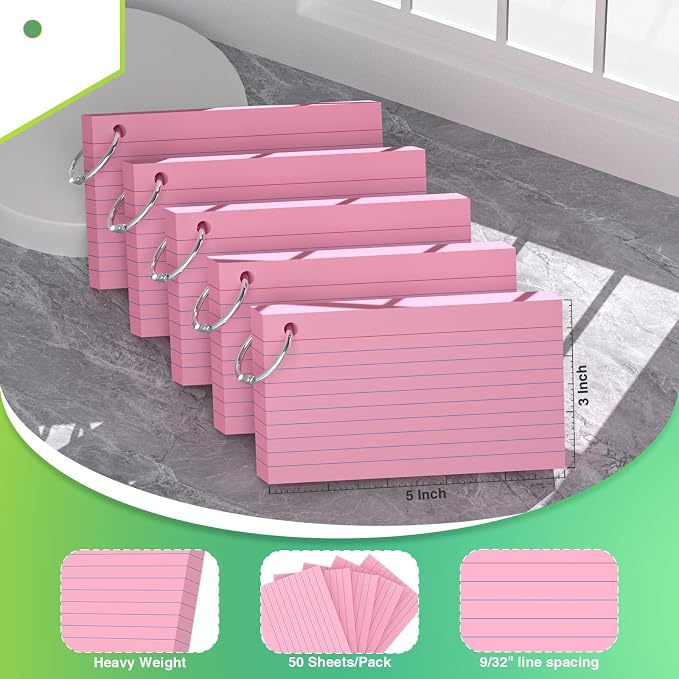 250 Count Pink Index Cards - Image 2