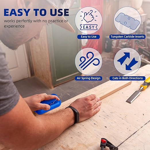 GSCIT Club Edge Banding Trimmer, with Tungsten Carbide Blades, Hand Planer Edge Bander for Burrs,Edge Corner Planer,Wood Chamfering Fillet Scraper,Edge Banding Cutter for PVC ABS Melamine (Blue)-DeskLoop Office