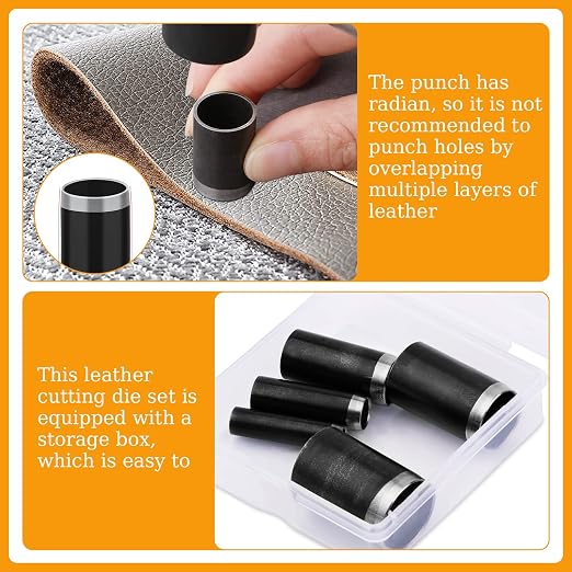Veroave 5 Sizes Leather Hole Punch, Hollow Punch Cutter Tool Set - Image 4