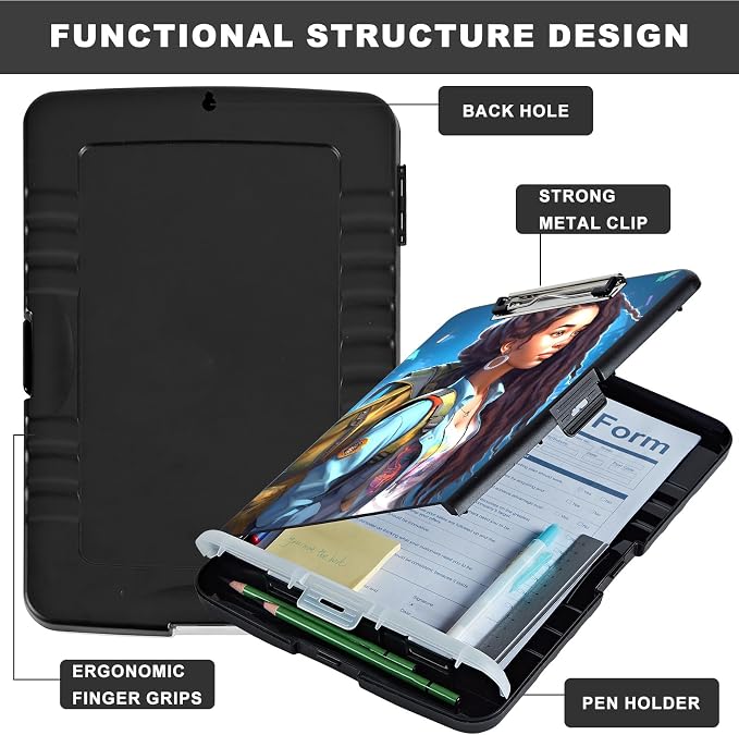 Clipboard with Storage, Storage Clipboard with Pen Holder, Heavy Duty Plastic - Image 6