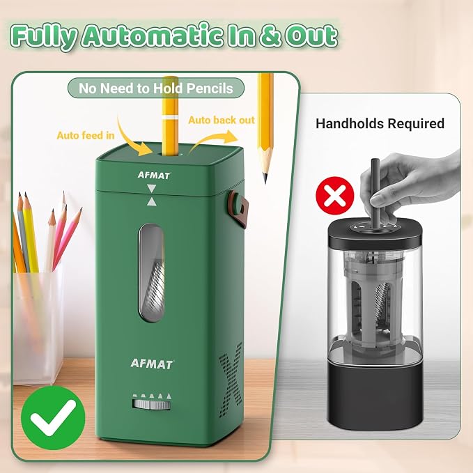 AFMAT Electric Pencil Sharpener, Fully Automatic Pencil Sharpener, Auto in & Out - Image 2