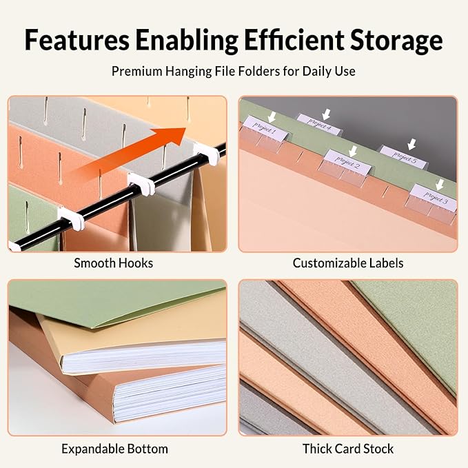 SUNEE Hanging File Folders, Pastel Colors - Image 3