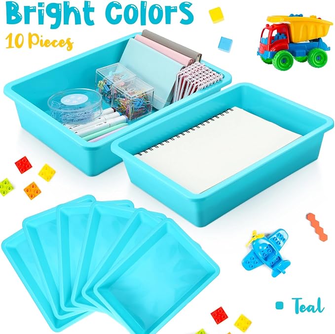 Kigley 16 Pcs Flat Storage Tray Organizer Bin Letter Size Paper Trays - Image 4