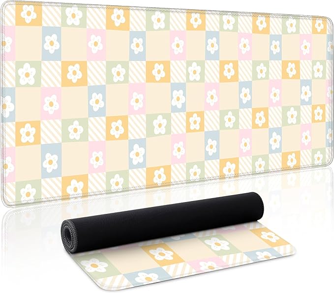Cute Checkered Mouse Pad Large Desk Mat Extended Keyboard XL Mouse Pad Kawaii by Unknown