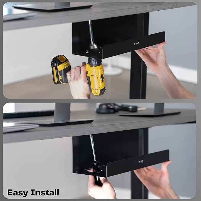VIVO Under Desk 17 inch Extra Deep Cable Management Tray, Power Strip Holder - Image 9