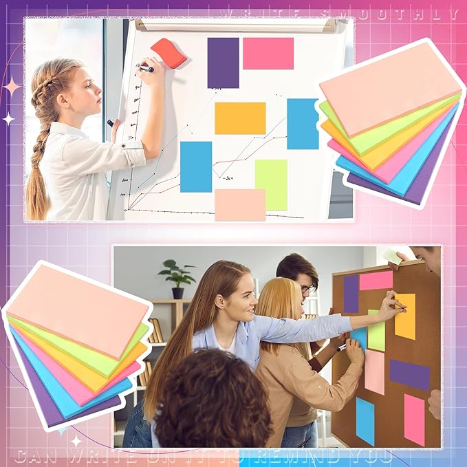 Kajaia 24 Pads Full Adhesive Sticky Notes Colorful Sticky Notes Adhesive Memo Self Stick Pads Easy to Post for Office Home School Meetings Supplies 6 Pastel Colors 80 Sheets/pad(3x5 Inches)-DeskLoop Office