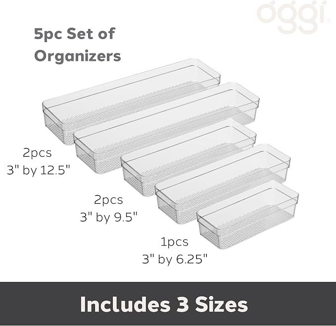 Oggi Set of 5 Clear Drawer Organizers - Image 4